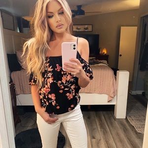 Love, Fire - Off The Shoulder Floral Top